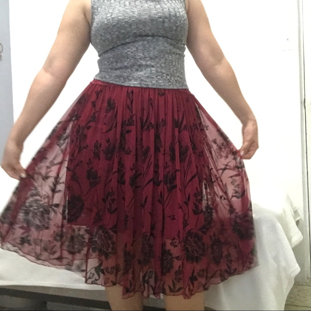 Burgundy embroidered Skirt